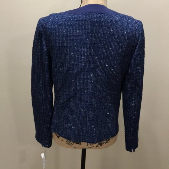 {Jones NY} NWT Cobalt Tweed Crew Blazer - Picture 10 of 14